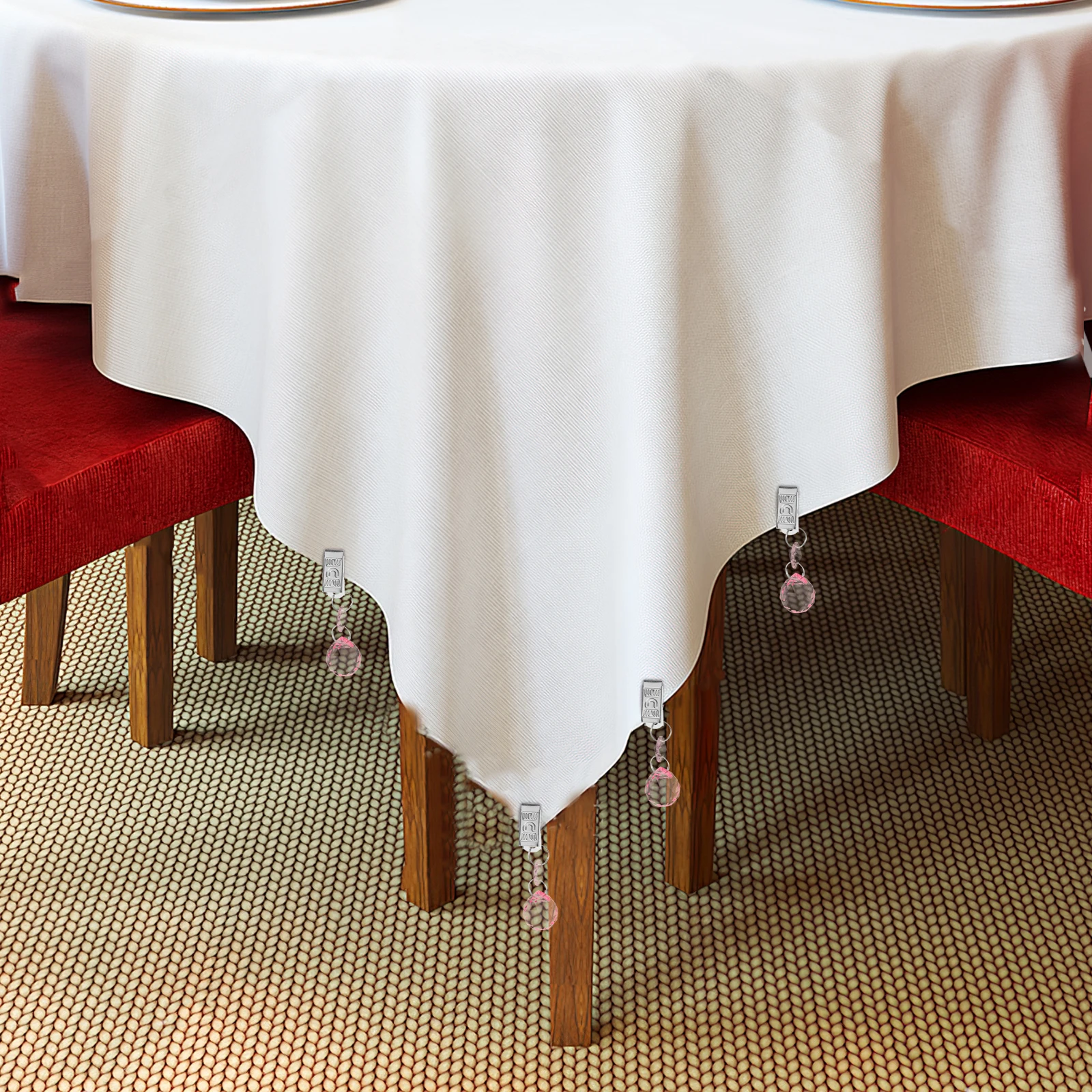 

12Pcs Metal Tablecloth Clips Crystal Glass Weights for Outdoor Table Cover Holders Patio Picnic Party Garden Dining Secure