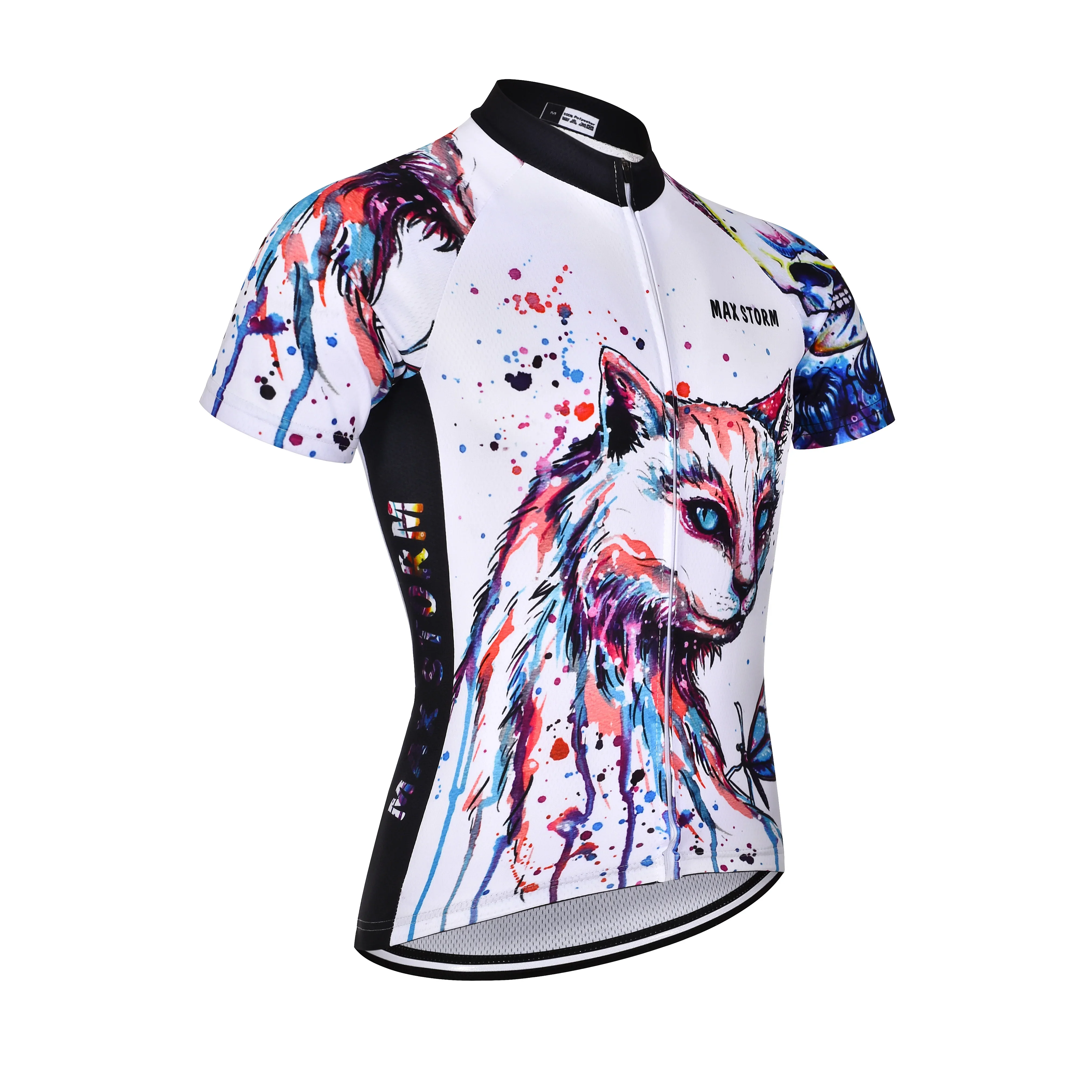 

Max storm men's summer short-sleeved sports team breathable mountain bike bicycle sportswear cat zipper cycling suit