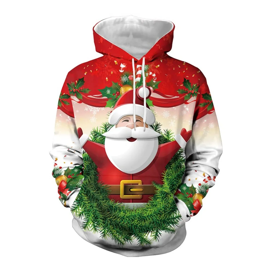Santa Claus graphic hoodie for Christmas 3D Print Spring And Autumn Fashion Leisure Streetwear Men's And Women's Y2K Hoodies