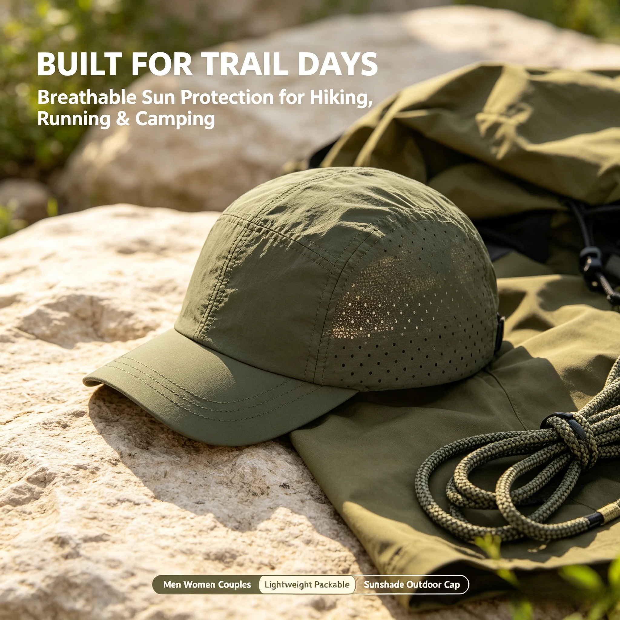 Short Brim Quick-Drying Mesh Baseball Cap - Breathable Lightweight UV Protection Sunshade, for Men Women Couples, Outdoor Hiking