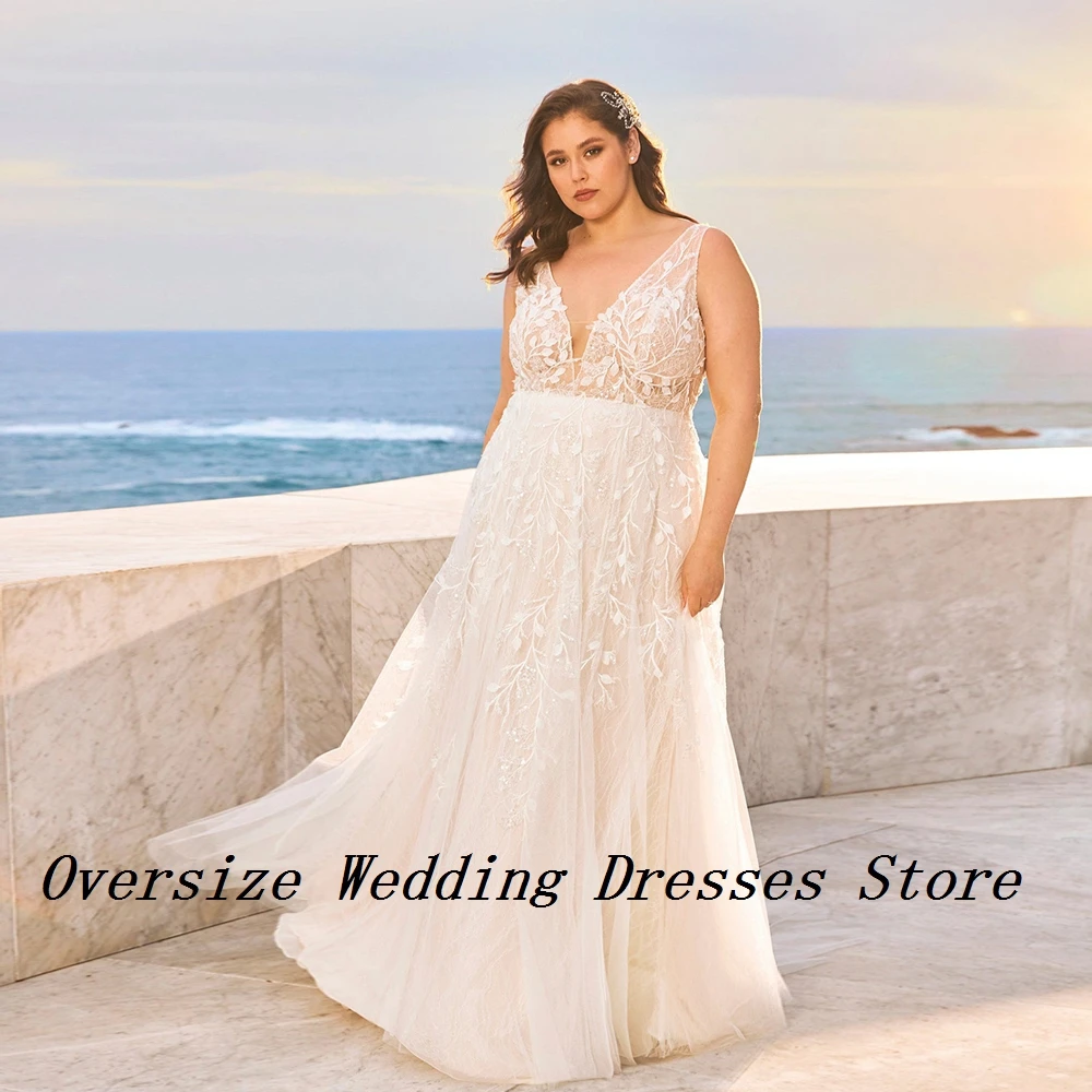 

Charming Plus Size Wedding Dresses woth Beading 2024 Summer Sleeveless Bridal Gowns for Women Chiffon Vestido De Novia 2025