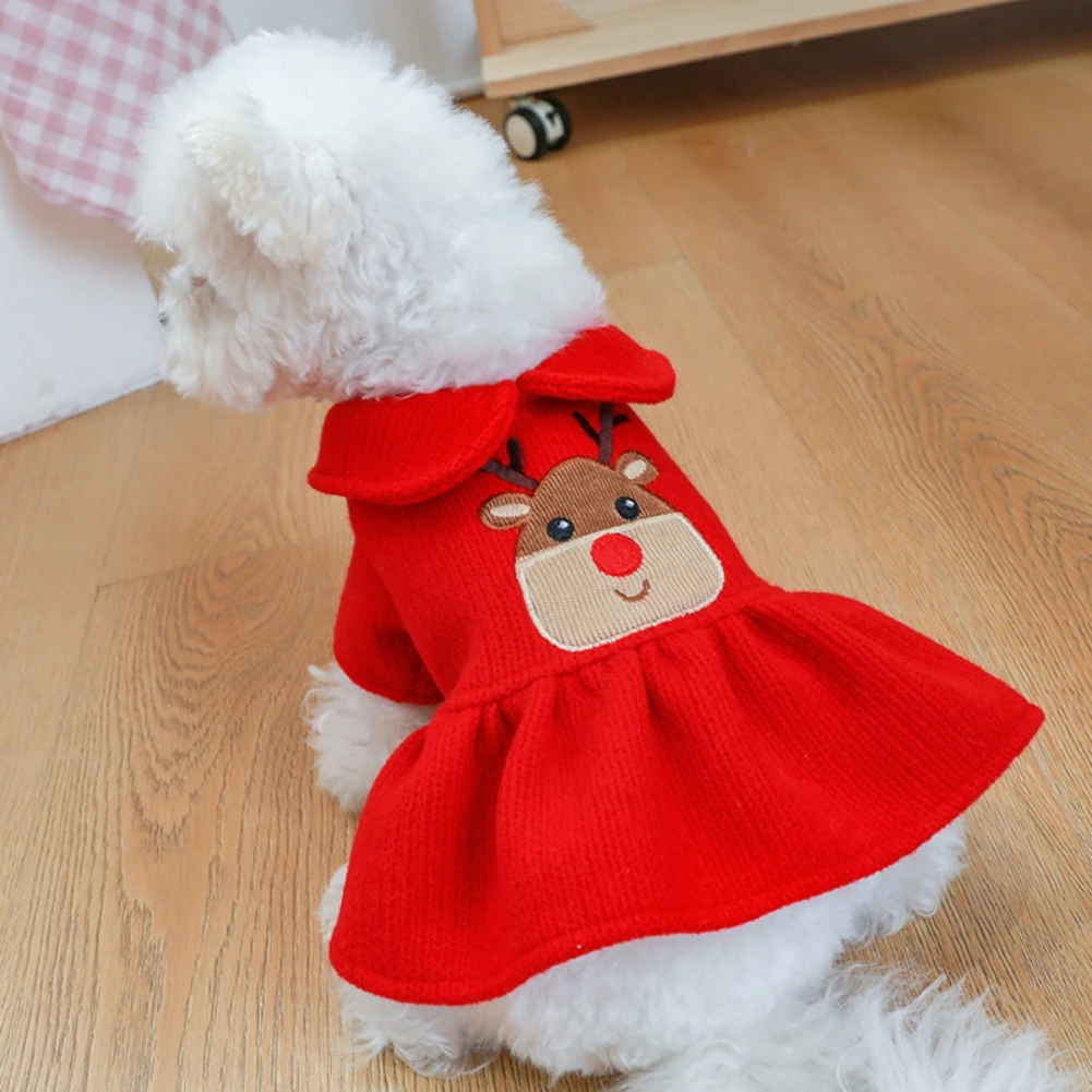 Christmas Dog Dress Santa Claus Dog Skirt Xmas Puppy Costume Christmas Outfit Dog Girls Winter Clothes Red Skirt Hoodies