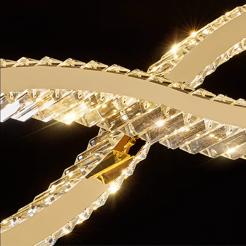 Luxury Modern Ceiling Chandelier Golden Living Room Dining Room Crystal Pendant Lighs Interior