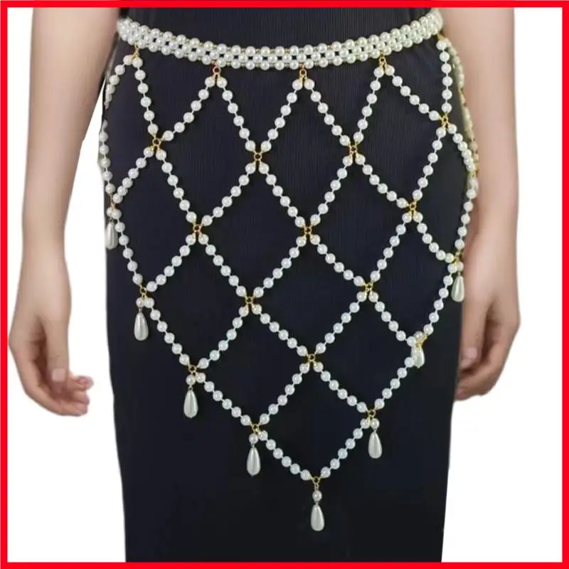 

F3MF Elegant Pearls Waist Belt with Flowing Tassels Suitable for Youthful Women