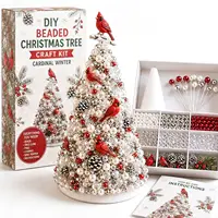 DIY Beaded Christmas Tree Craft Kit, Nutcracker Magic Mini Desktop Christmas Tree Making Kit, Complete Beads and Nutcracker Ornaments Christmas Desktop Home Decoration Supplies 7