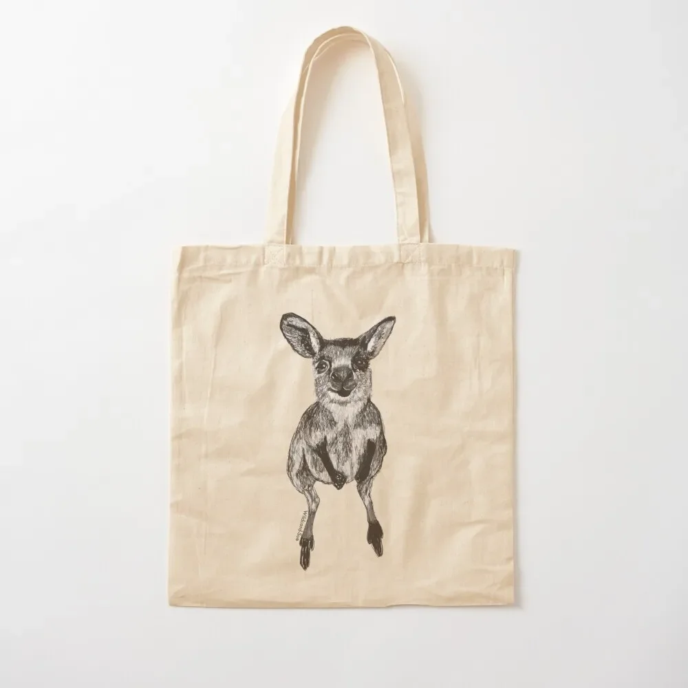 

Josephine the Baby Kangaroo Tote Bag Canvas shoulder bag custom fabric bag shopping trolley