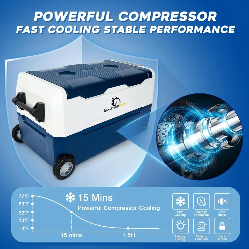 ثلاجة سيارة 12 فولت، 37 كوارت (35 لتر) ثلاجة سيارة بفريزر محمول، منطقة كبيرة، تحكم في تطبيق WIFI، -4 ℉ -68 ℉   الضاغط الكهربائي