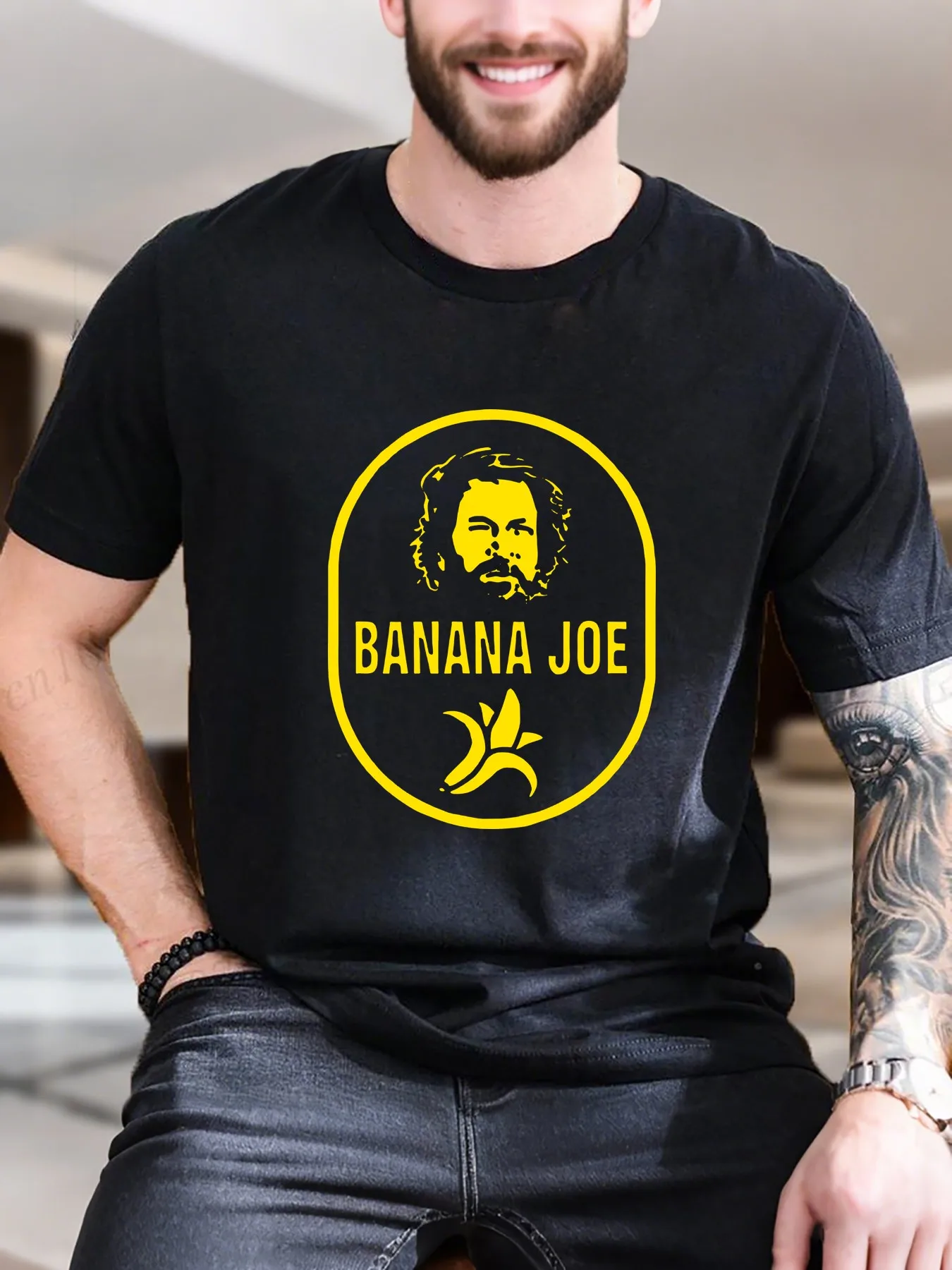 

New Arrival Fashion Men's Printed Short Sleeve T-Shirt Trendy Yellow Square on White Design 100% Cotton Breathable Casual Top Su