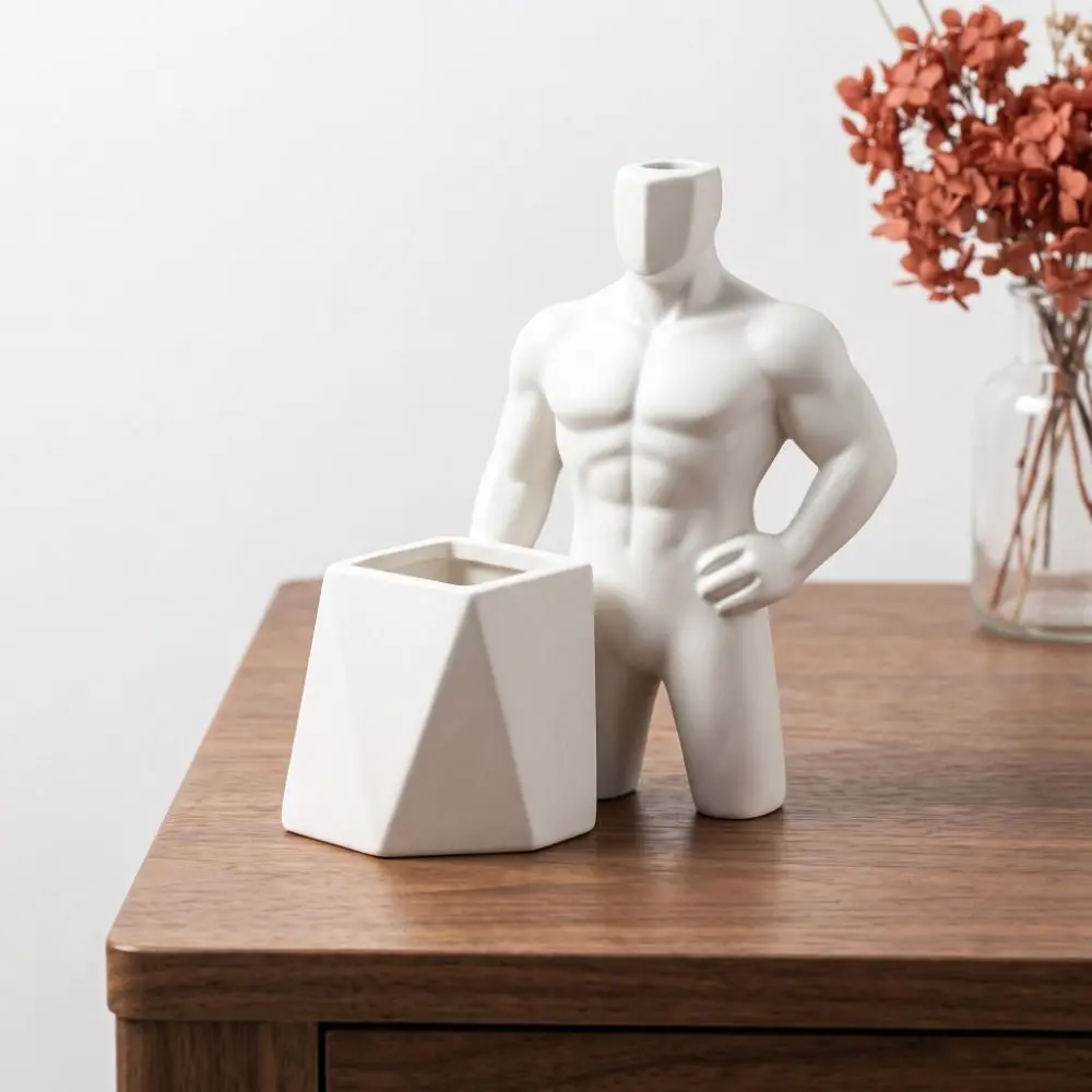 3D Printed Figurine Pen Holder Home Decoration Funny Muscular Male Figurine Ornaments Multifunction Storage Box Gift