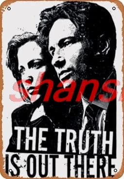 Metal Sign Poster X Files TV Show The Truth Is Out There Mulder and Scully 8 x 12 Inches Fun Decorative Sign Outdoor Plaque ADS