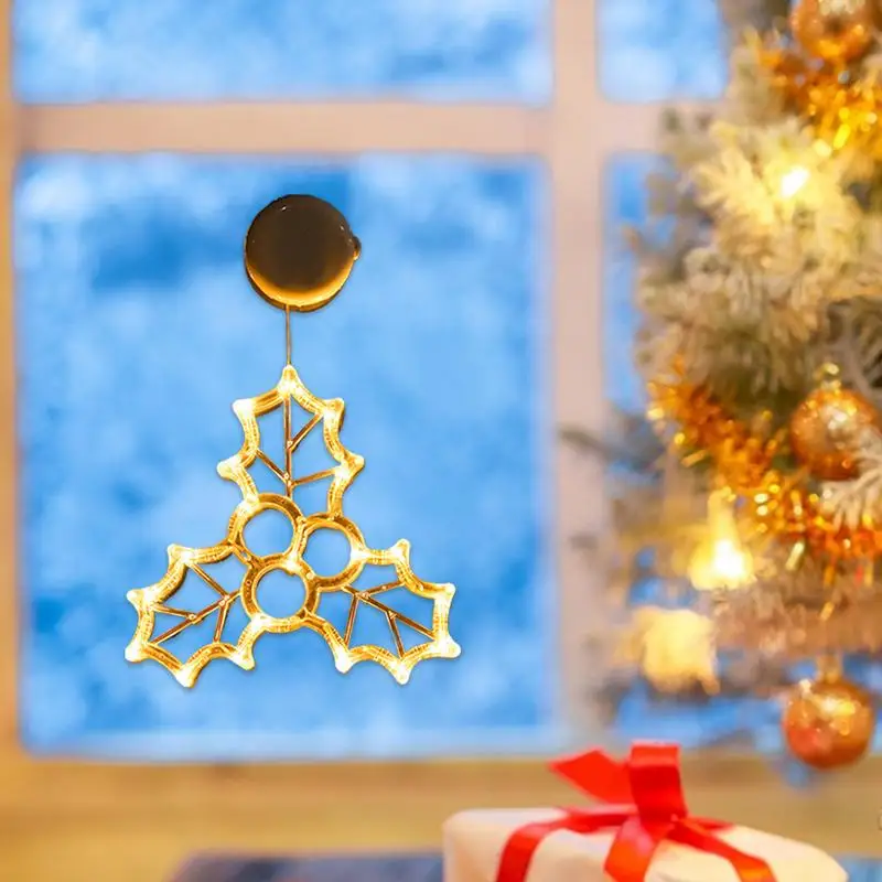 Christmas Decorations Window Lights Window Suction Cup Ornament Christmas Light Seasonal Decor Reusable Battery Operated Light