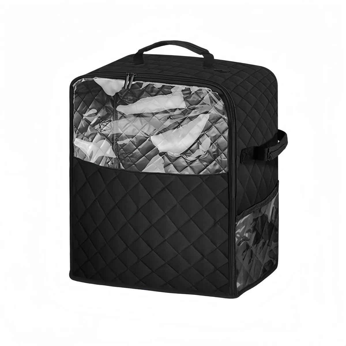 Polyester Dust Cover for KitchenAid Mixer with Appliance Slider Base Dustproof Cover with Multiple Storage Pockets Black