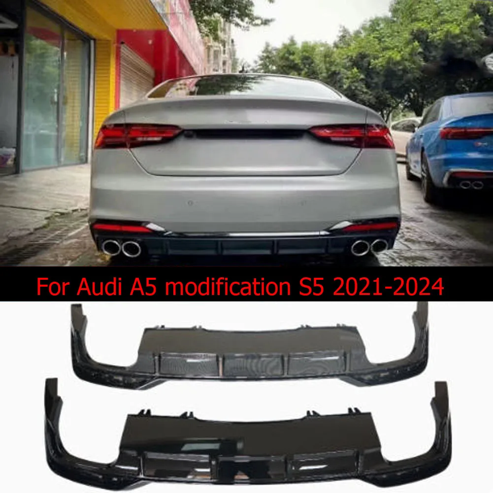 For Audi A5 modification S5 2021-2024 Rear Bumper Spoiler Lip Diffuser Modification Part Rear Tail Throat Liner Car Accessories