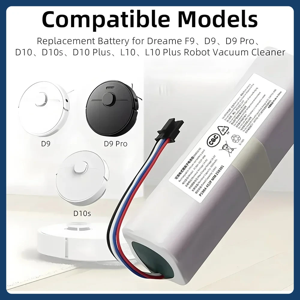 

5600mAh 14.4V Replacement Battery,ForF9/D9/L10 Pro Plus Robotic Vacuums & RLS3/RLS5/RLS5L/RLS5D Models,for Reliable Power