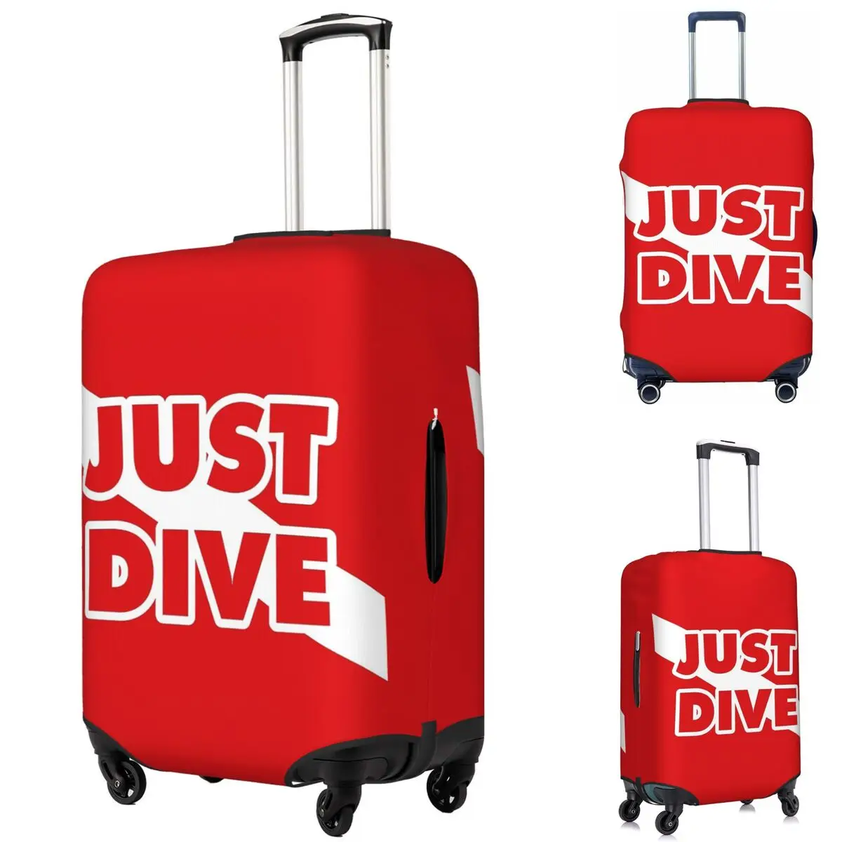 

Just Dive, Scuba Diving Flag Suitcase Cover Protection Elastic Travel Luggage Protector Covers for 18-32 Inch