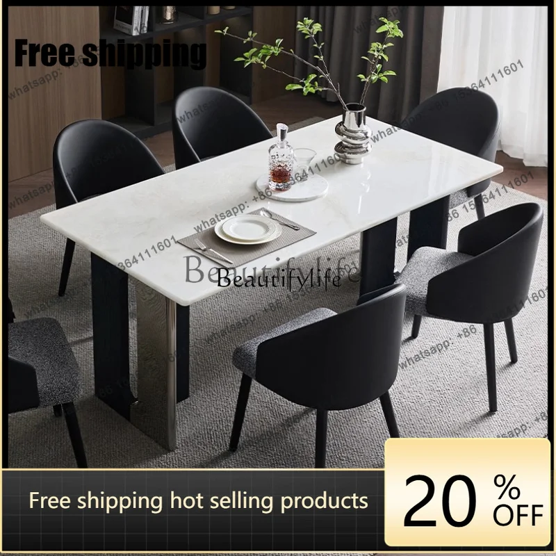 JJ 2025 new Italian light luxury rectangular dining table living room home
