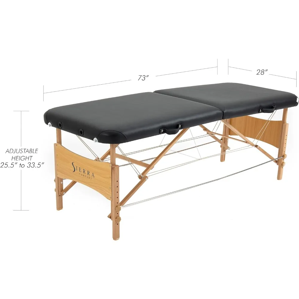 SierraComfort Basic Portable Massage Table, Black Capsule Bed