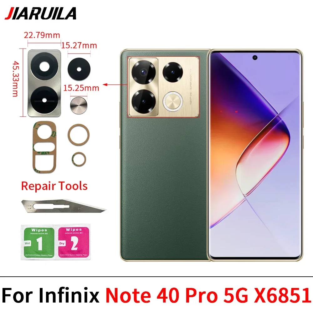 10 sztuk, szklany obiektyw aparatu Tylny szklany obiektyw aparatu z klejem do Infinix Note 30 4G 5G 40 Pro 5G X6833B X6832 X6851 X698X670