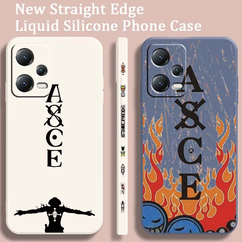 

One Piece Anime logo For Xiaomi Redmi Note 15 14 13 13R 12 12R 11 11T 11S Pro Plus 5G Liquid Left Rope Phone Case