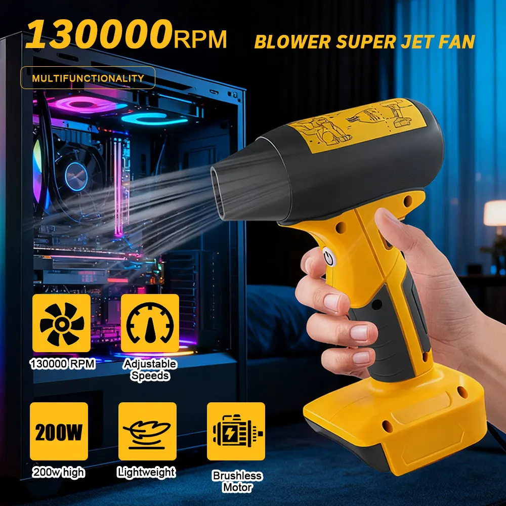 

Violent Fan 130 000 об/мин Портативный турбовентилятор Высокоскоростной турбовентилятор с беспроводным бесщеточным двигателем Воздуходувка (без батареи)