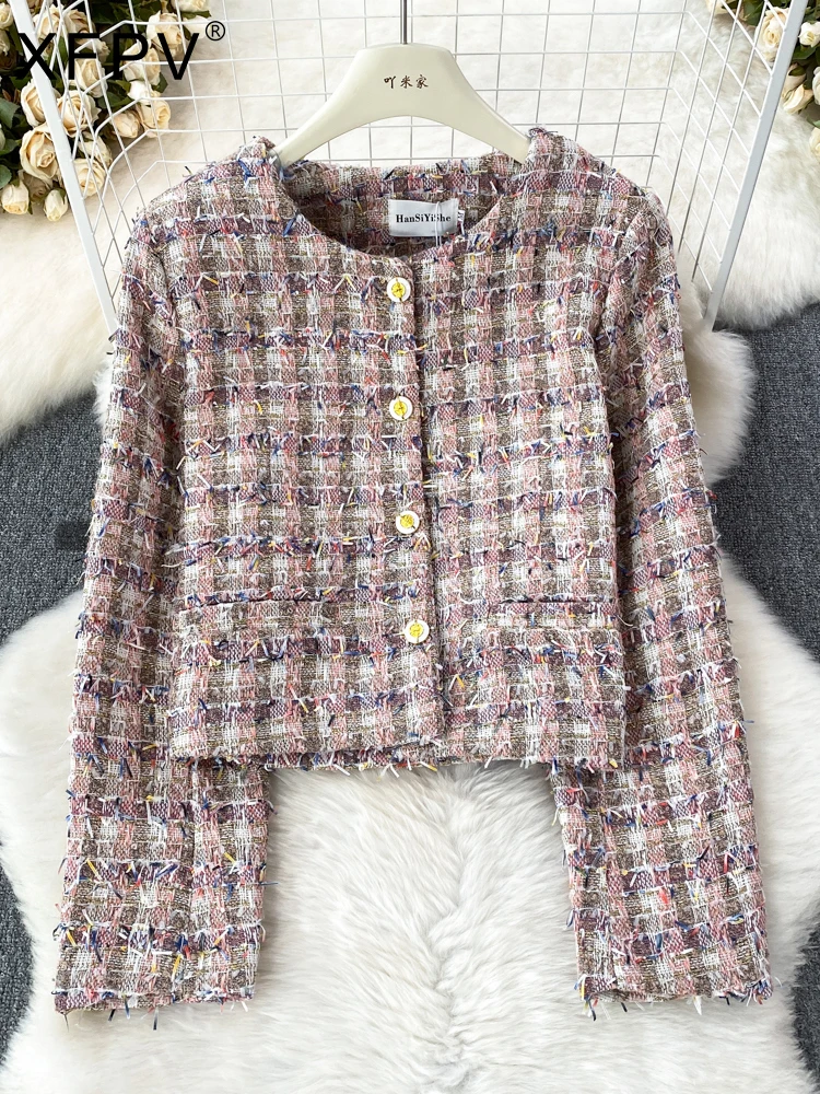 

BabYoung Women Sweet Tassel Single Breasted Jacket Elegant Weaving Tweed Coat Korean Fashion Tide Spring Autumn 2023