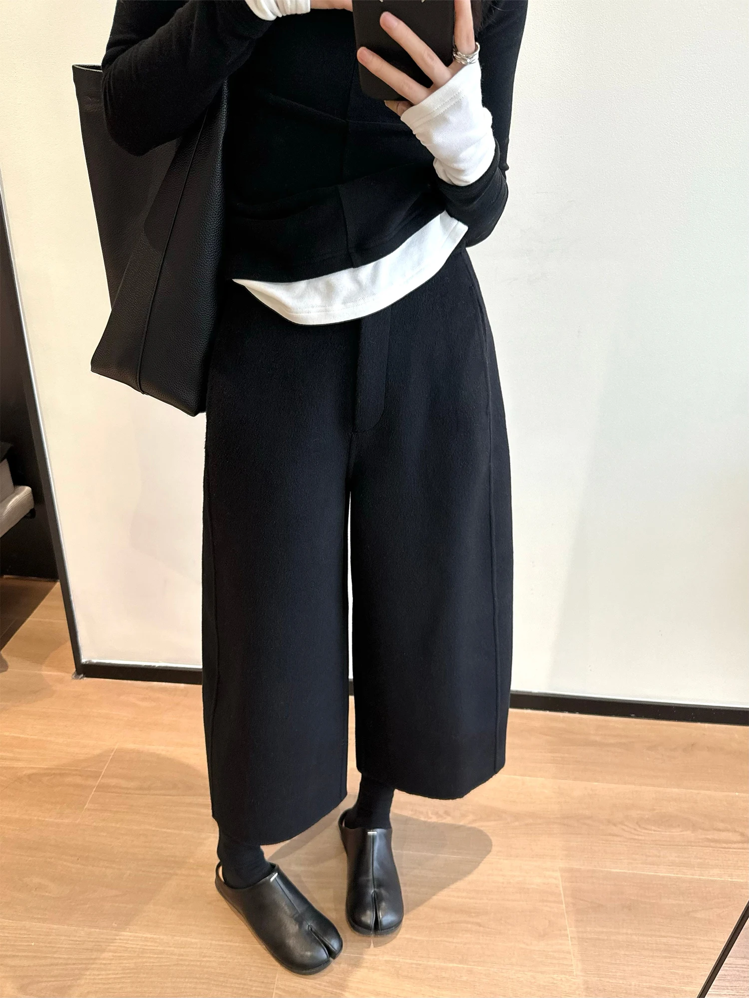 

Шерстяные повседневные брюки Awencoat Camere для женщин, с низкой талией, из двустороннего твида, весенне-осенние, прямые, шерстяные, модель Eighteen