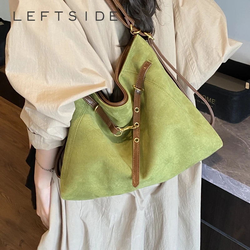 

LEFTSIDE Design Suede Hobo Underarm Bags Lady Winter Shoulder Bag for Women 2025 Trend Luxury Brand High-capacity Handbags