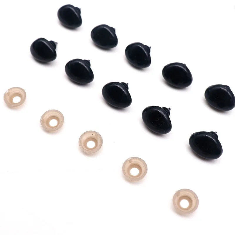50/100pcs Black Plastic Safety Noses for Toys Amigurumi Dolls Stuffed Teddybear Animals Diy Kit Crafts Come with Plastic Washers