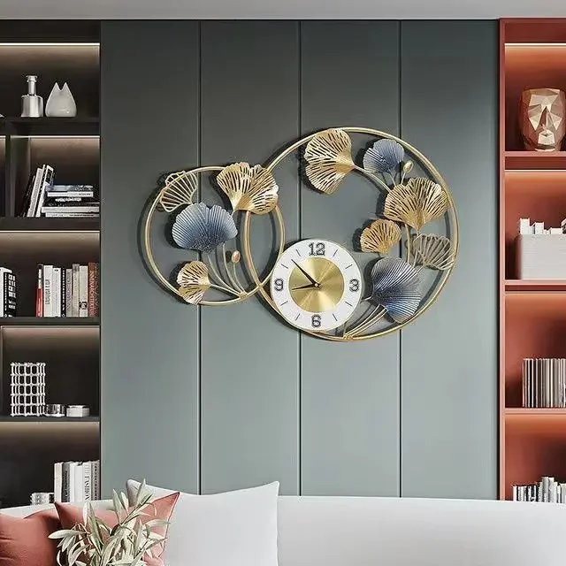 

--74*51cm Light Luxury Background Porch Hanging Porch Wall Clock Wall Clock 3d Clock Pendant For Sale