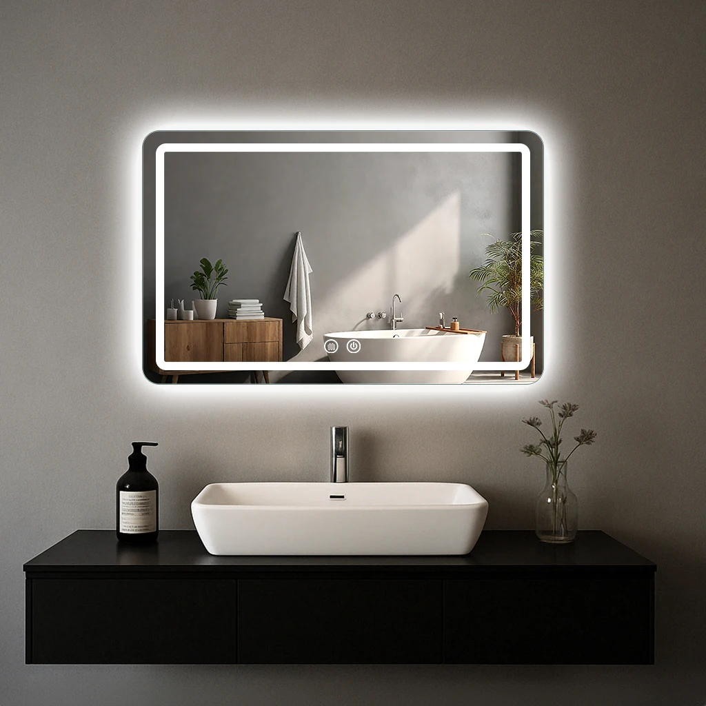 

36x24 inch LED Bathroom Mirror Vanity Mirrors with Backlit Lights Fogless Makeup Mirror Wall Mounted with Demister