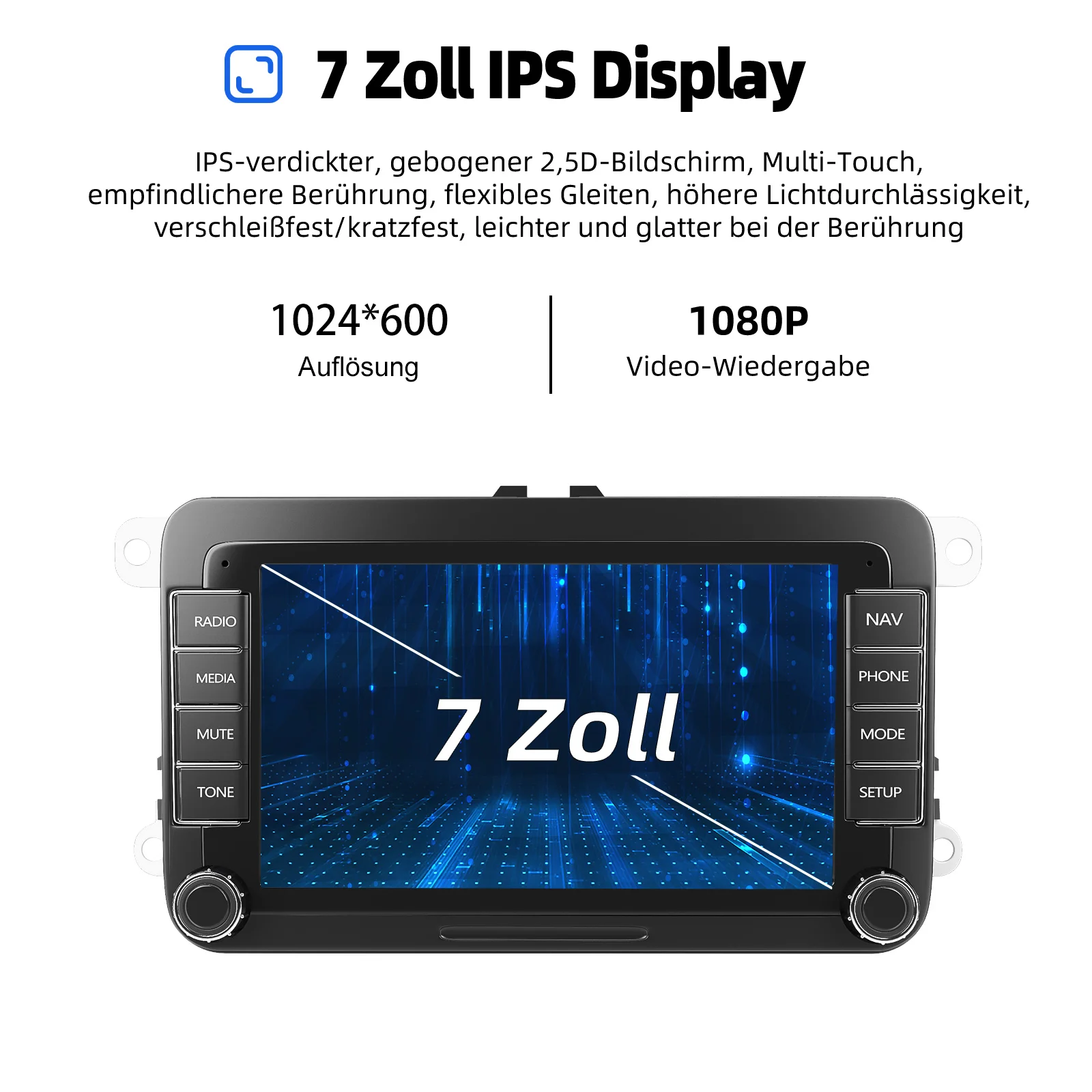 ESSGOO 7'' 32/64GB Android 15 Für Seat Leon 1P1 05-11 Touchscreen GPS Navi WIFI RDS Kabelloses Carplay Android Auto AI Sprachsteuerung Headunit – Detail 4