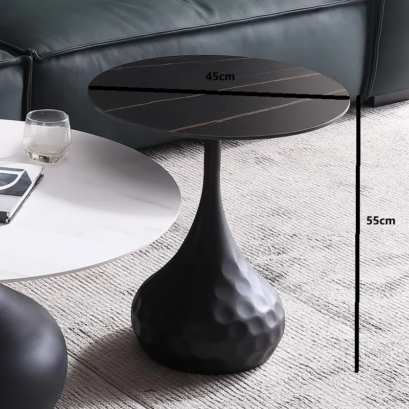 #Simple Design Iron Frame Rock Modern Beside Table Round Coffee Tables for Living Room