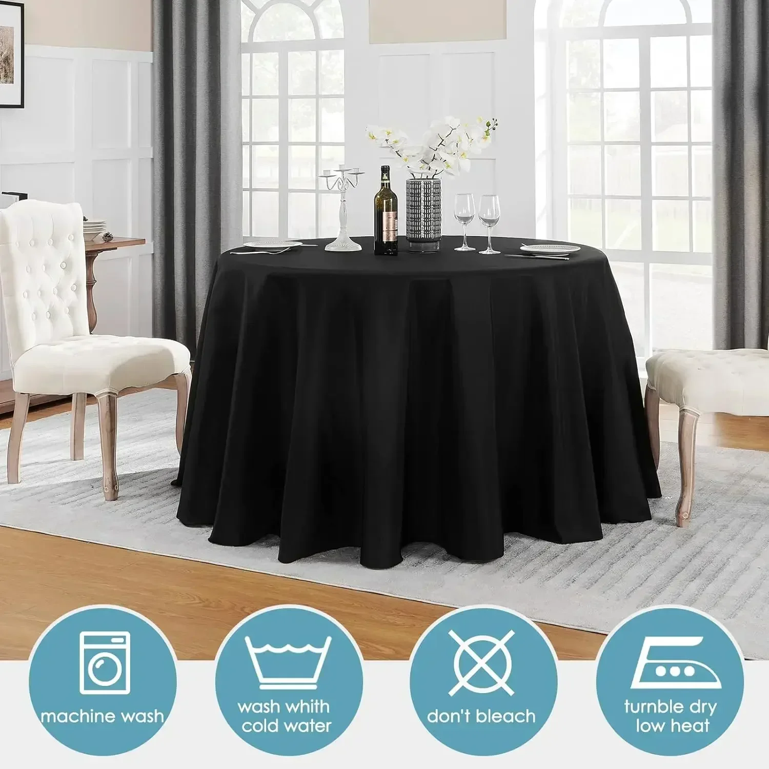 10 Pack 120inch Round Tablecloth Polyester Table Cloth，Stain Resistant and Wrinkle Polyester Dining Table Cover for Kitchen Dinn