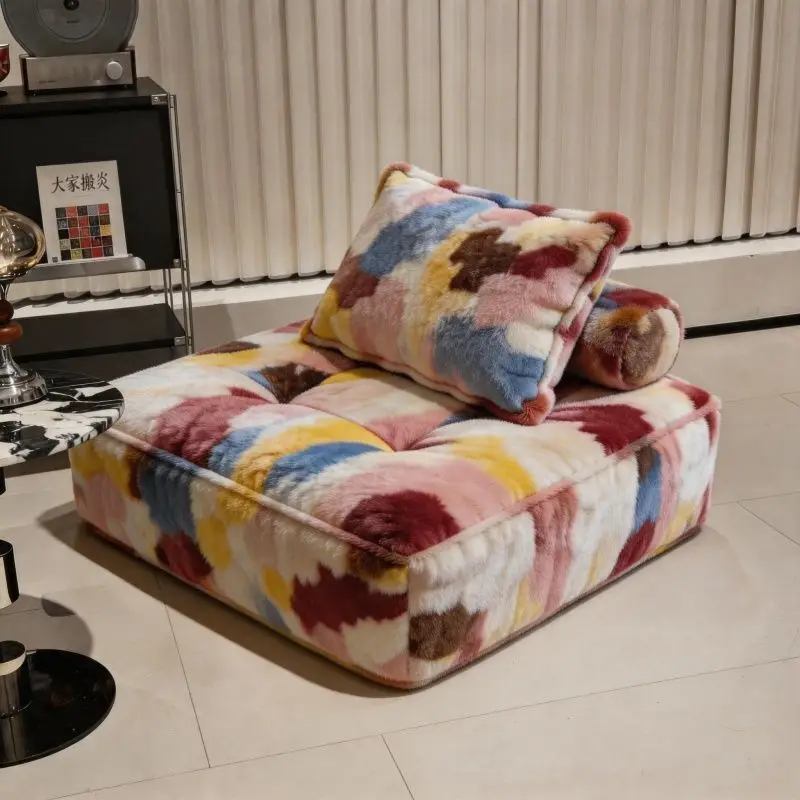 Cream Dopamine Lazy Sofa, Floor Placed for Living Room Balcony, Reclining & Sleepable