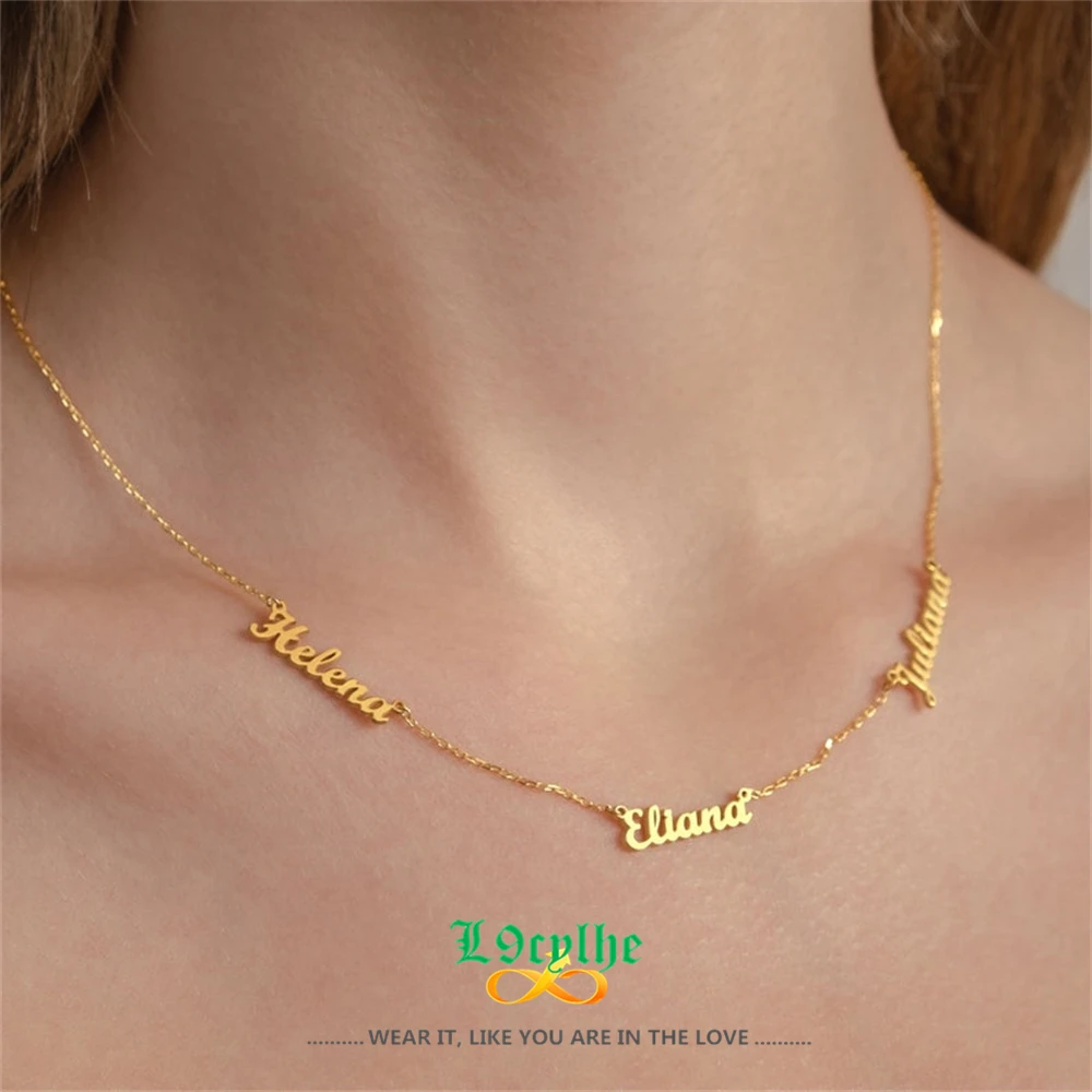 

Stainless Steel 3 Names Necklace Custom Kids Multiple Names Necklace Gold Silver Personalized Handwriting Choker for Mom Gift