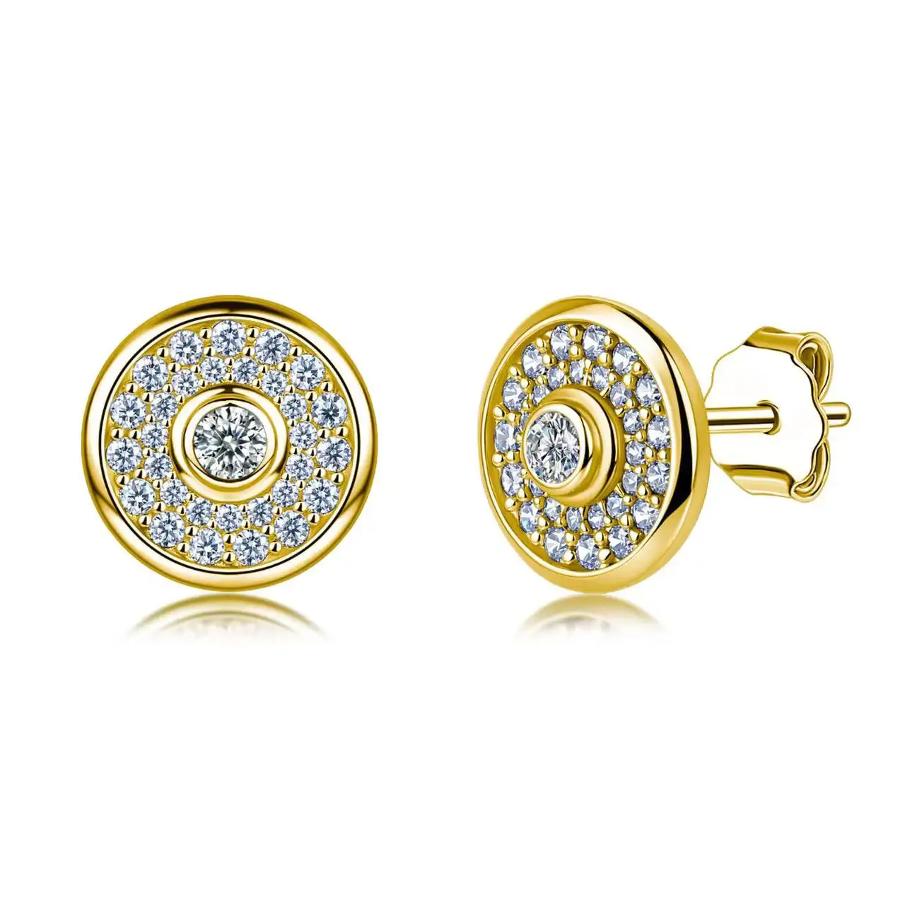 Waterproof Geometric 925 Sterling Silver Pave Moissanite Stud Earrings Women Engagement Wedding Bride Earring Jewelry Supplies