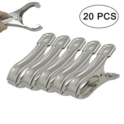 20pcs Stainless Steel Large Beach Towel Clips Multipurpose Clothespins Clothes Pegs Pins Hanger Clamp Household Clothespin