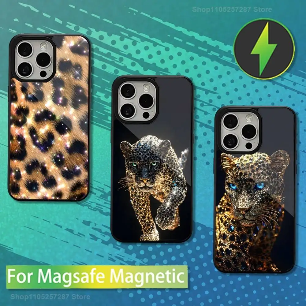 

Luxury Fashion leopard Print For iPhone 15,Mini,13,12,Pro,16,17,Max,11,14,Plus,For Magsafe,Magnetic Wireless Charging Case