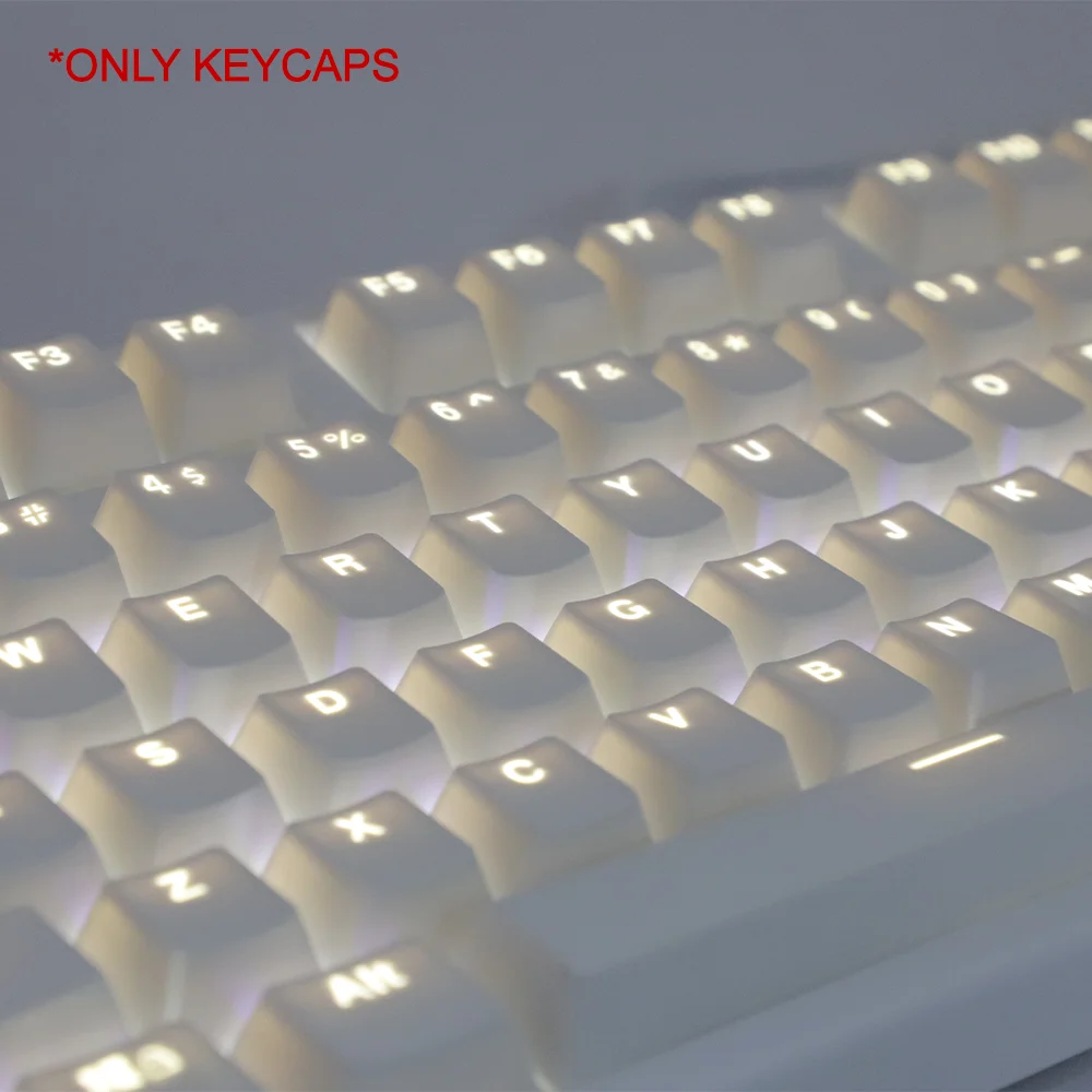 Mechanical Keyboard Keycaps White ABS Transparent Backlight 108 Keys Suit for Anne Pro 2 GK61 SK61 GK64 PC Game