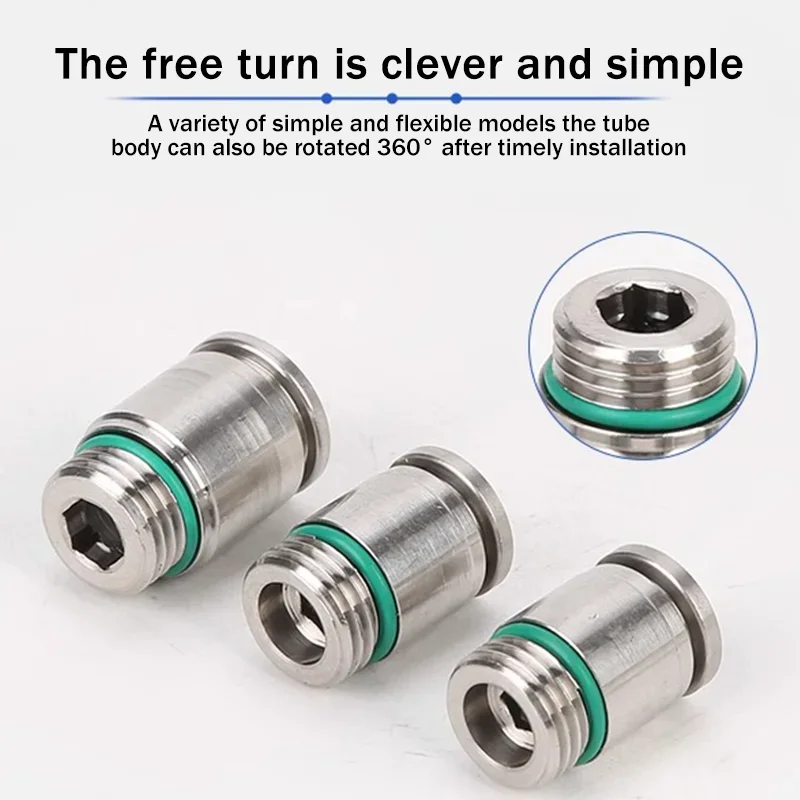 Imagem -03 - Pneumático Acoplamento Conector Rápido Rosca Externa Encaixe Hexagonal Interno Poc-g mm mm mm 10 mm 12 mm 10 Pcs 304 Aço Inoxidável