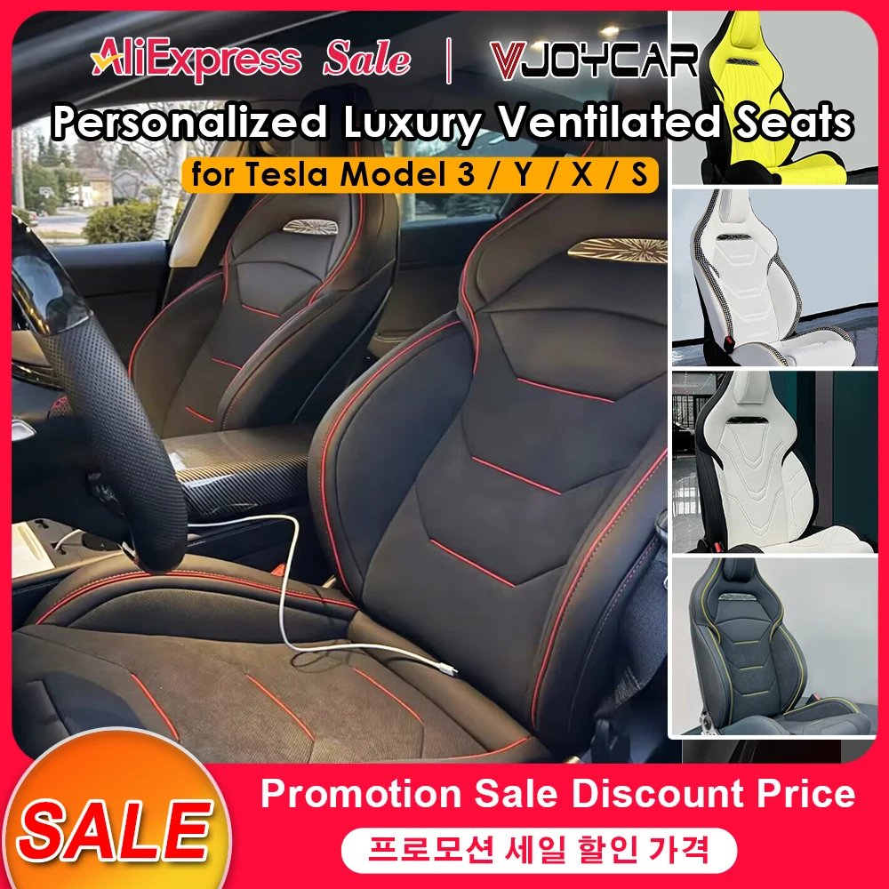 

Personalized Luxury Sports Ventilated Seats for Tesla Model 3 Y X S Heating Cooling Premium Perforated Seats Alcantara Nappa