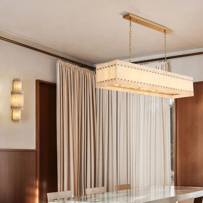 

Modern Adjustable Chain Chandelier 2025 Marble Stainless Steel Pendant Lamp Dimmable Ceiling Luster Hotel