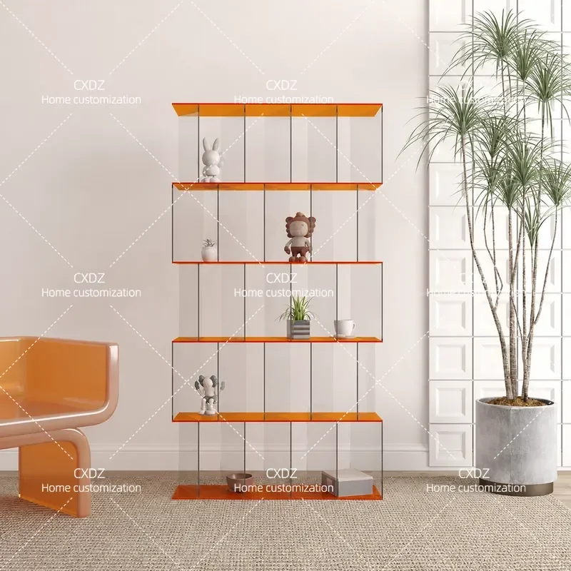 Acrylic Transparent Bookcase Floor Shelf Solid Wood Wall Storage Bookshelf Eco Friendly Display Rack for Figures and Books