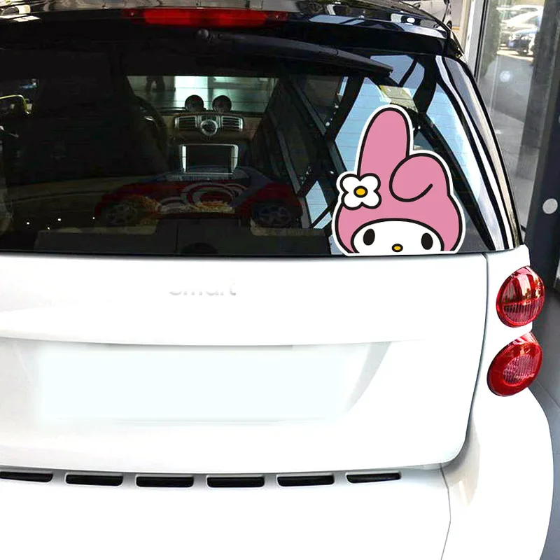 Sanrio Reflective Rearview Mirror Kawaii Sticker My Melody Kuromi Car Modification Decorative StickerChildren\'s Toy BirthdayGift