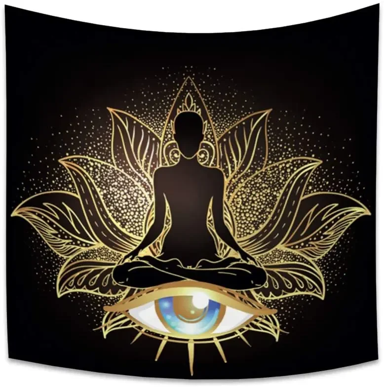 

Psychedelic Lotus Tapestry Abstract Human Yoga Meditation Wall Hanging