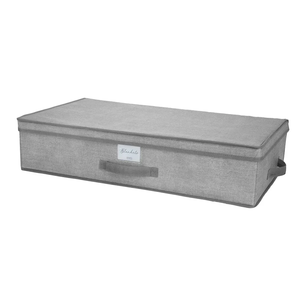 

Under Bed Storage Box Breathable Non-Woven Organizer Stackable with Flip Top Cover Handle Label Window Strong Durable Off-Season