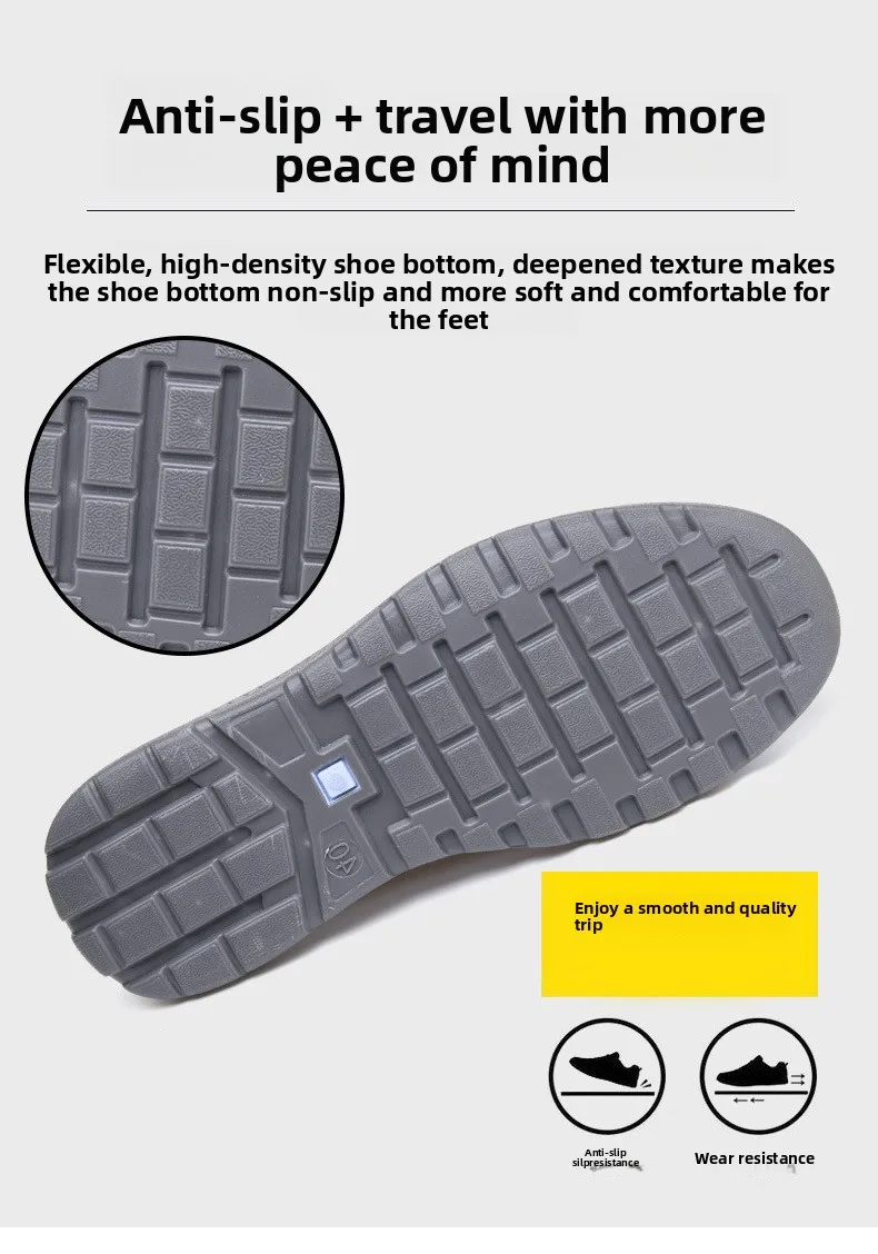 Herren-Slipper aus Canvas, lässige Freizeitschuhe, rutschfeste, dicke Sohle, bequeme Sneaker zum Gehen, leichte Alltagsschuhe für den Außenbereich. – Detail 7