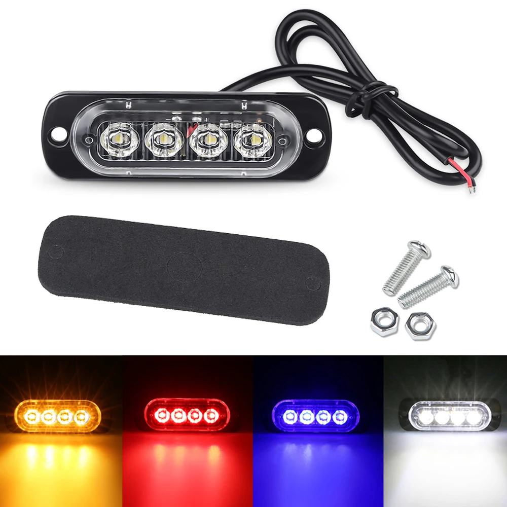 4LED Car NWarning Light Grill No Strobe Breakdown Emergency Light 12V Car Truck Trailer Beacon Lamp LED Side Light For Car Truck