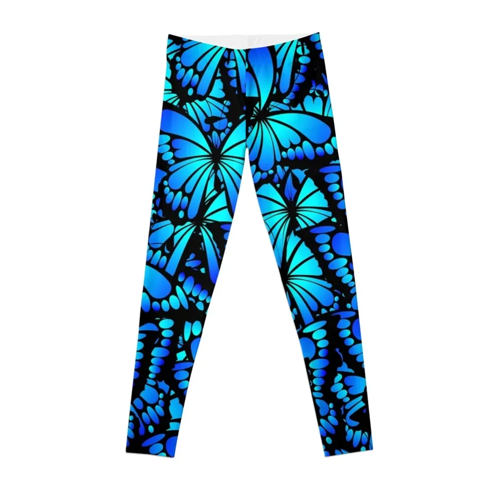 

blue butterflies Leggings Sportswear woman gym sports tennis for Female legging pants Womens Leggings