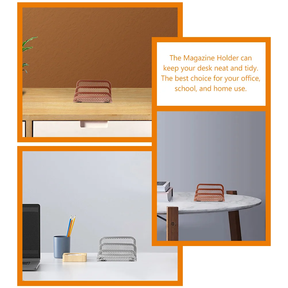 

2pcs Metal Mesh Document Stand Book Organizer Desktop Magazine Rack Storage Shelf For Office Home Supplies Tabletop Book Holder